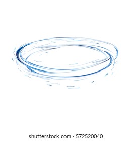 Water Splash Circle With Drops From Top View Isolated On White. 3d Illustration Vector Created With Gradient Mesh. Blue Aqua Surface Swirl Background.