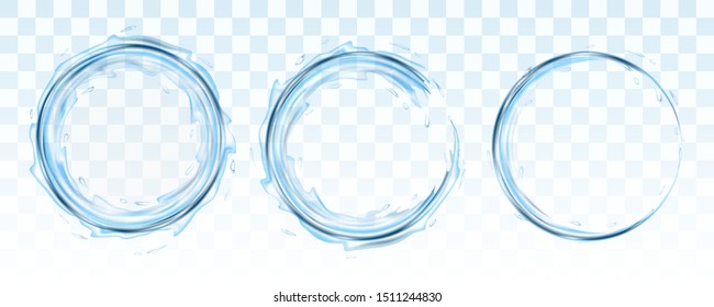 Water splash circle isolated on transparent background. Realistic vector illustration