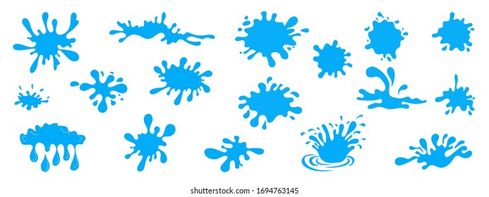 Water splash collection. Aqua liquid, alcohol liquid, Alcohol gel, water drop blue splash shape, Vector illustration