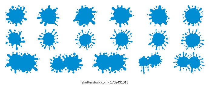 Water splash collection. Aqua liquid, alcohol liquid, Alcohol gel, water drop blue splash shape, Vector illustration