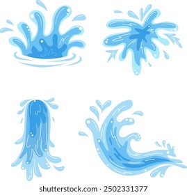 Water splash collection in flat style