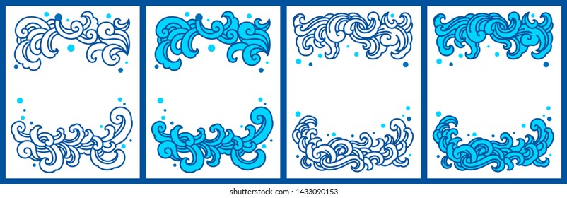 Water splash copy space card template set. For card printing, banner, presentation.-Vector.