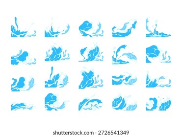 Icono de elemento de esquina de salpicadura de agua 