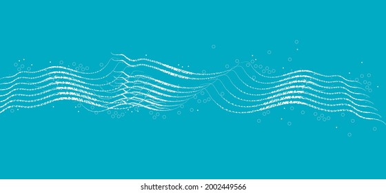 Water splash creative minimalist contemporary art illustration for wall decoration, postcard, brochure cover design. Playful composition of swirly lines, circles and dots. Complex fun summer wave.