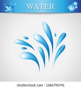 Water Splash And Drop Icon - Isolated On Gray Background. Vector Illustration Of Water Splash and Drop Icon. For Website, Label, Sticker, Logo Template And Design Elements
