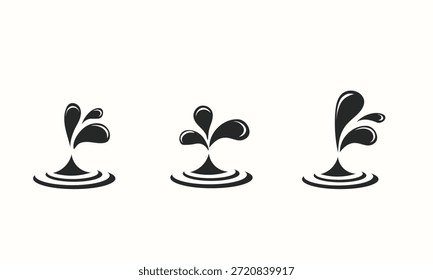 Salpicaduras de agua y Ilustraciones vectoriales de gotitas que muestran frescura y movimiento. Ideal para la marca de bebidas, imágenes de higiene, temas de naturaleza y Elementos gráficos dinámicos.
