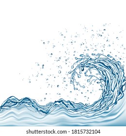 Water splash and drops isolated on transparent background. Vector texture.