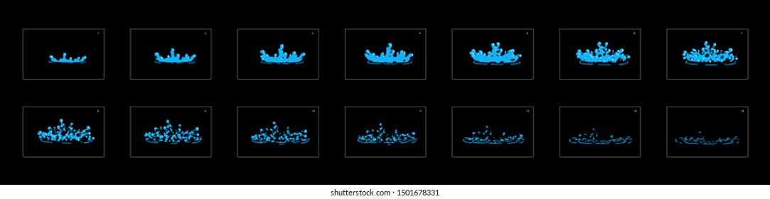 water splash effect. water drop splash animation. Water sprite sheet for cartoon, game, animation or something else.