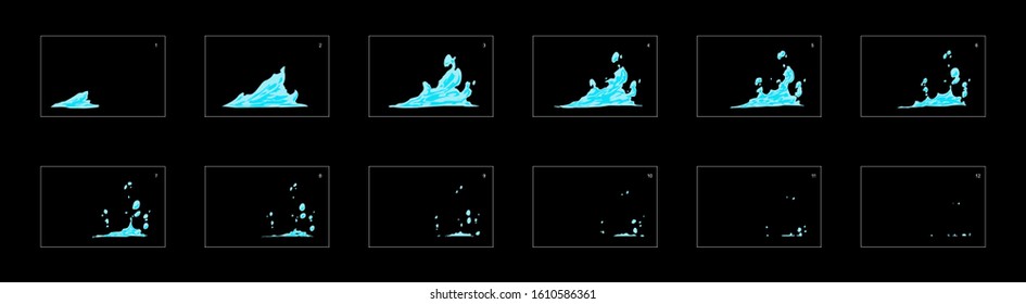 water splash effect. water effect sprite sheet for cartoon, animation, mobile games or motion graphic.
