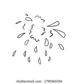 Water splash explosion. Hand drawn outline doodle.