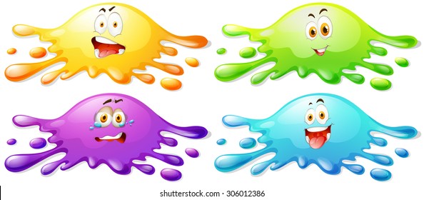 Water splash with faces illustration