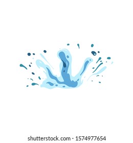 Water splash falling motion drawing isolated on white background - abstract freehand liquid splatter wave with flowing drops, simple vector illustration