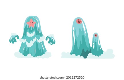 Water Splash as Fantastic Elemental Creature Vector Set