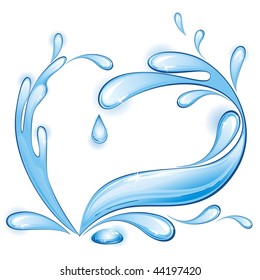 Water splash  in the form of heart . (vector illustration)