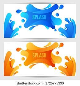 water Splash from fresh juice abstract background, poster and Flayer blue and orange modern design