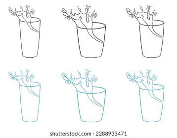 salpicaduras de agua en la ilustración de diseño de vectores de vidrio aislado en el fondo