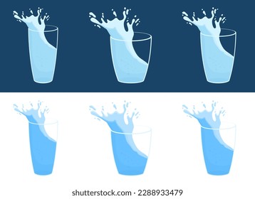 Water splash in glass vector design illustration isolated on background