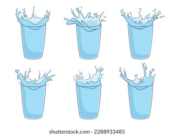 Water splash in glass vector design illustration isolated on background