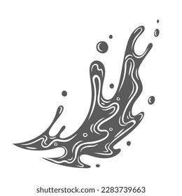 Water splash glyph icon vector illustration. Stamp of falling liquid drops of curve shape, pure wavy squirt with splatters and drips, aqua stream swirl and whirl, water splashing with droplets