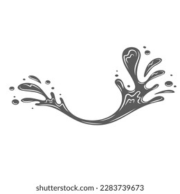 Water splash glyph icon vector illustration. Stamp of splashing liquid, fresh drops flying in curl stream with swirls and splatters, bubbles and twirls of pouring water, soda or clear drink motion