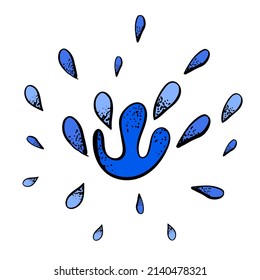 Water splash hand drawn vector illustration set. Liquid water drop sketch style icon.