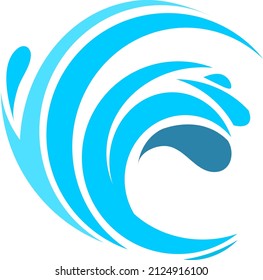Water splash icon. Blue water stream curl