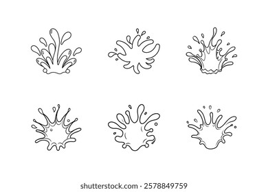 water splash icon line art vector illustration