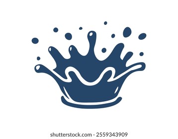 Water splash icon. Simple illustration liquid splash with droplets and ripples wave droplet. Water milk motion isolated.