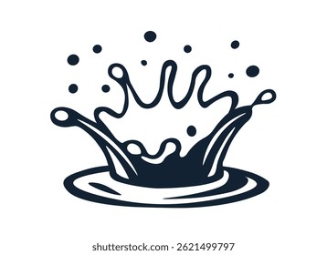Water splash icon. Simple illustration liquid splash with droplets and ripples wave droplet. Water milk motion isolated.
