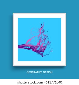 Water Splash Imitation. Array with Dynamic Emitted Particles. Textbook, booklet or notebook mockup. Business brochure. Cover design template. Generative art. Vector Illustration. 