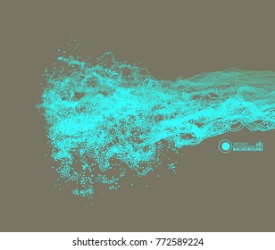 Water splash imitation. Array with dynamic emitted particles. Abstract background. Vector illustration.  