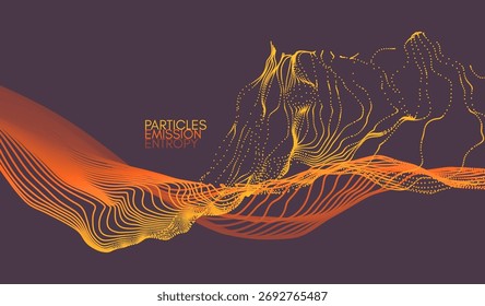 Imitação de respingos de água. Partículas dinâmicas. Resumo. Modelo de design de capa. Ilustração 3D para brochura, cartaz, apresentação, folheto ou banner.