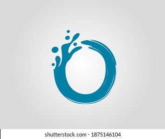 Water Splash Initial O Letter Logo Icon, Blue water alphabet icon.