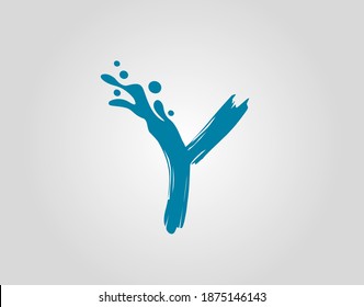 Water Splash Initial Y Letter Logo Icon, Blue water alphabet icon.