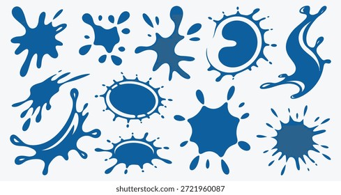 Conjunto de Vector de tinta de salpicadura de agua, salpicadura de pintura, gota líquida, ilustración de forma de goteo