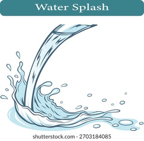 Salpicadura de agua, salpicadura de agua aislada sobre fondo blanco, Ilustración vectorial