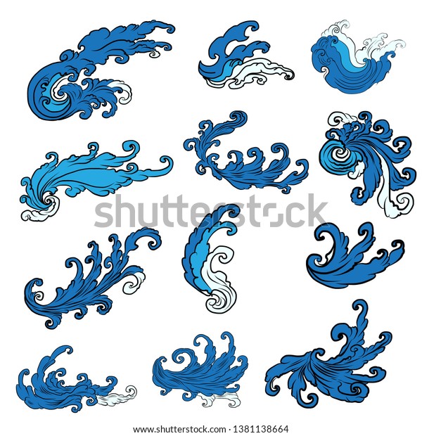 Water Splash Japanese Wave Tattoojapanese Wave Stock Vector (Royalty ...