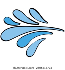 water splash layered spray curve handrawn line and color style illustration