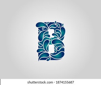 Water Splash Letter B Logo Icon, water droplets and splash alphabet icon.