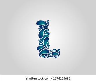 Water Splash Letter L Logo Icon, water droplets and splash alphabet icon.