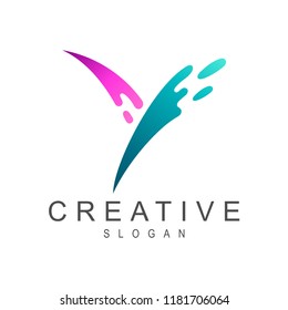water splash letter y logo