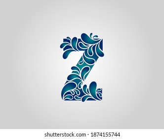 Water Splash Letter Z Logo Icon, water droplets and splash alphabet icon.