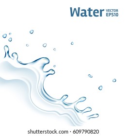 Water splash in light blue colors, isolated on transparent background. 