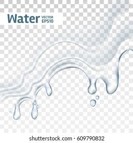 Water splash in light blue colors, isolated on transparent background. 