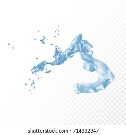 Water splash in light blue colors, isolated on transparent background. Realistic liquid vector illustration