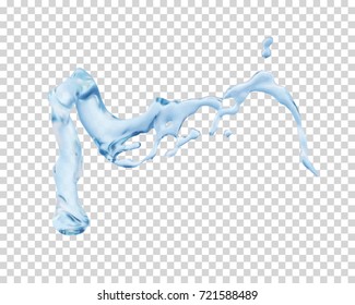 Water splash in light blue colors, isolated on transparent background. Realistic liquid vector illustration
