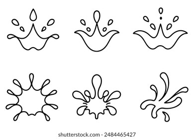Water Splash Line Art Elegant Minimalist Splash Illustration Design
