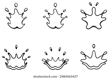 Water Splash Line Art Unique Water Artwork for Home Decor
