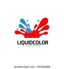 Water Splash Logo With Color.Liquid Paint Logo Design.