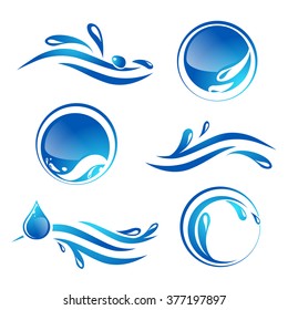 Colección de diseño del logotipo Water Splash en blanco